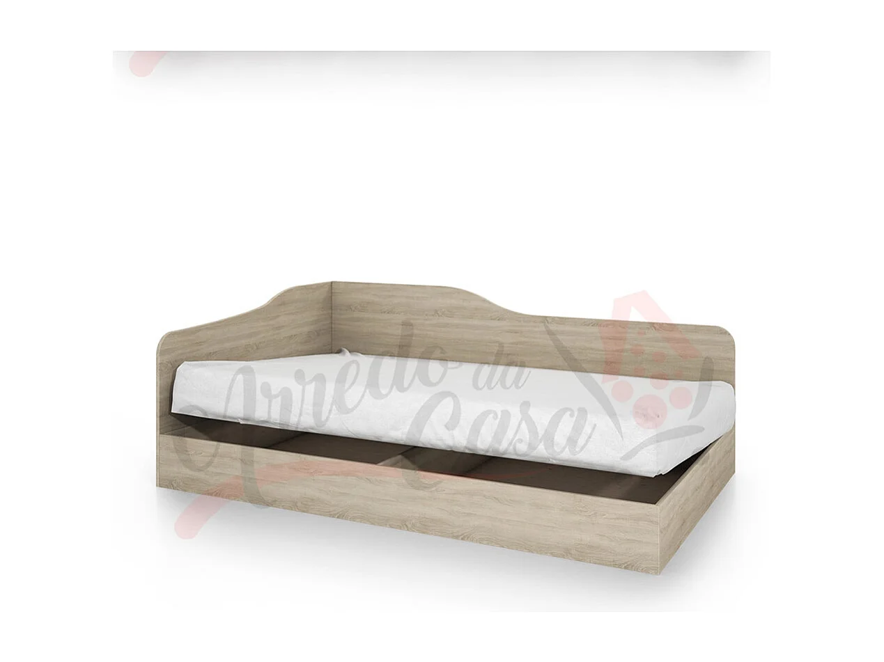 Letto una piazza e mezza ad angolo per cameretta 190x120 rovere chiaro LI2009