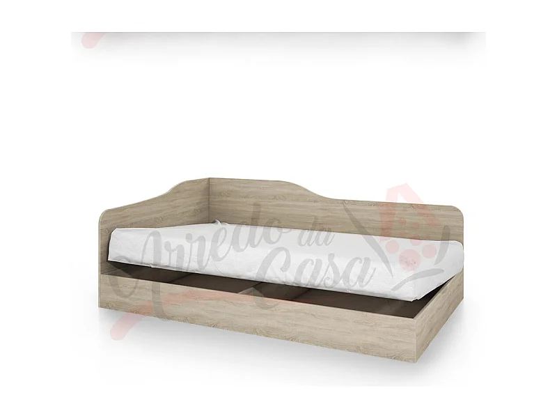 Letto una piazza e mezza ad angolo per cameretta 190x120 rovere chiaro LI2009