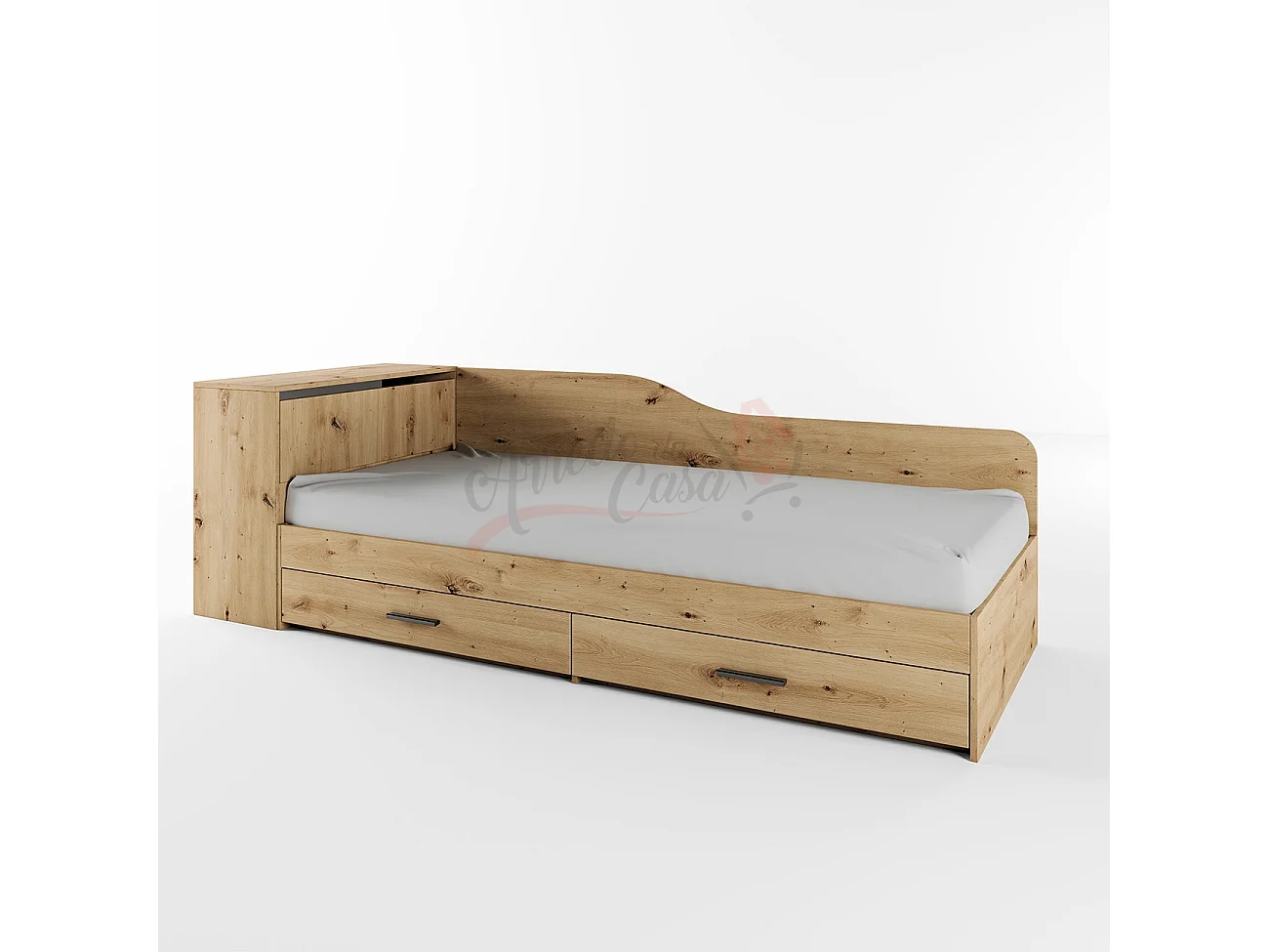 Letto singolo una piazza con contenitore e due cassettoni 228x71 rovere LI2005