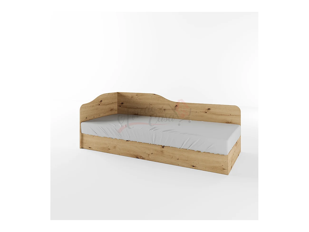 Letto singolo con contenitore ad angolo effetto legno 190x71 rovere LI2004