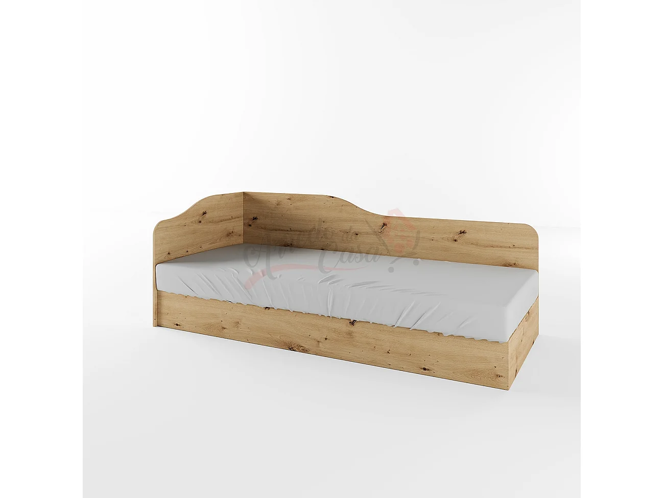 Letto singolo con contenitore ad angolo effetto legno 190x71 rovere LI2004