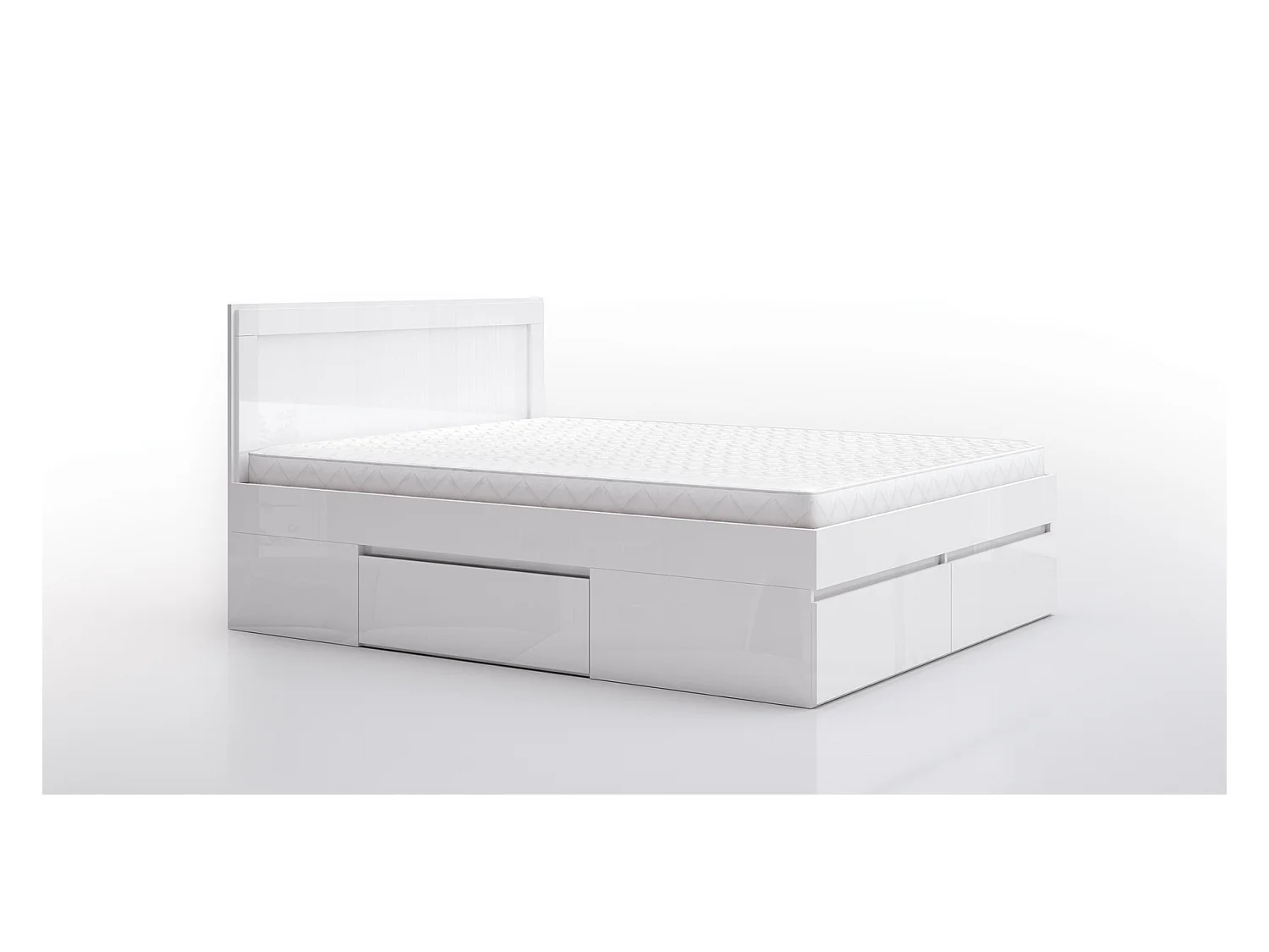 Letto matrimoniale moderno con cassetti bianco lucido LG60