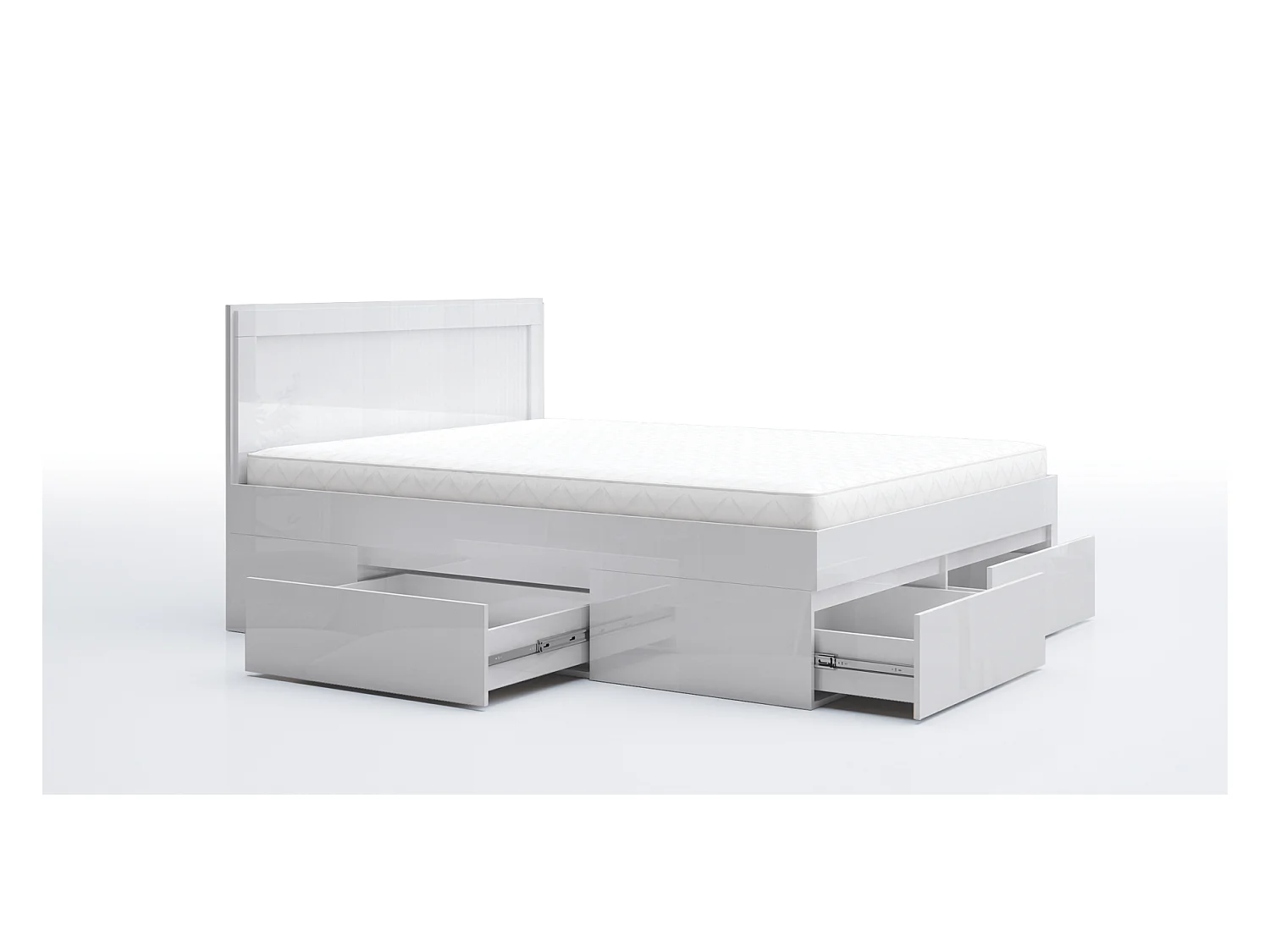 Letto matrimoniale moderno con cassetti bianco lucido LG60