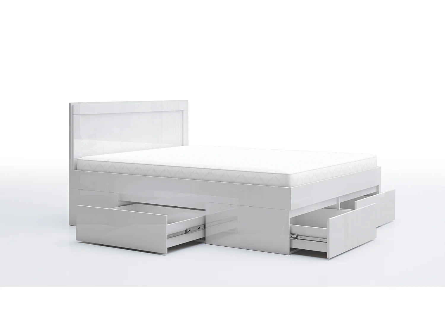 Letto matrimoniale moderno con cassetti bianco lucido LG60