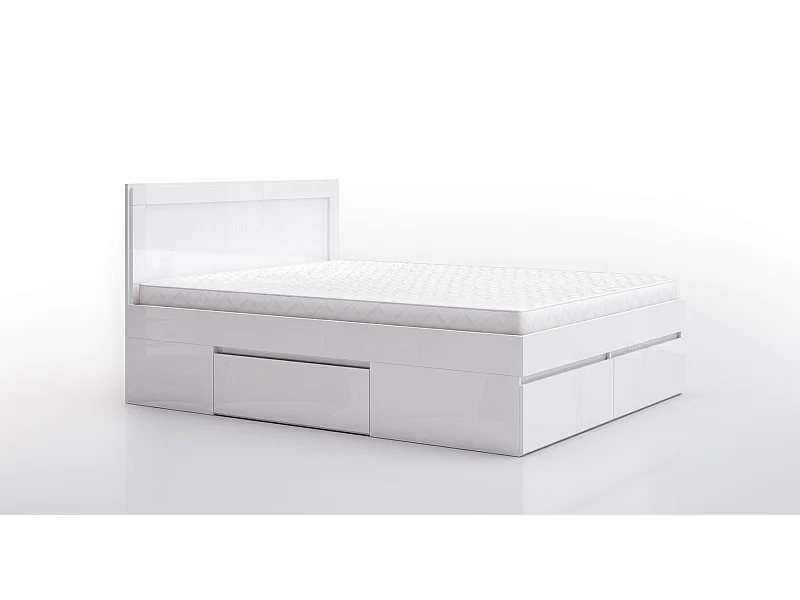 Letto matrimoniale moderno con cassetti bianco lucido LG60