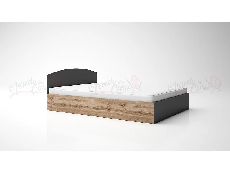 Letto alla francese design moderno con contenitore 190x140 rovere e antracite LG6