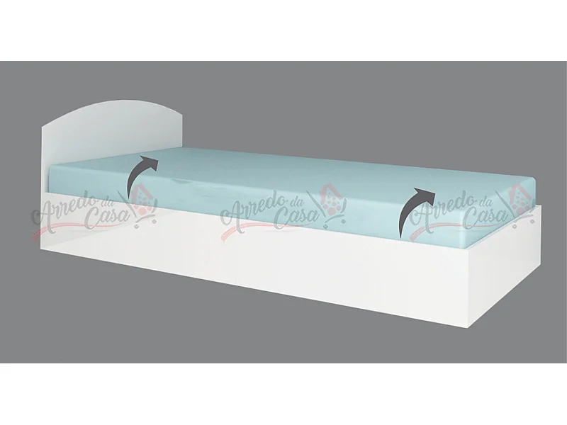 Letto singolo contenitore per cameretta design moderno 200x90 bianco lucido LG10