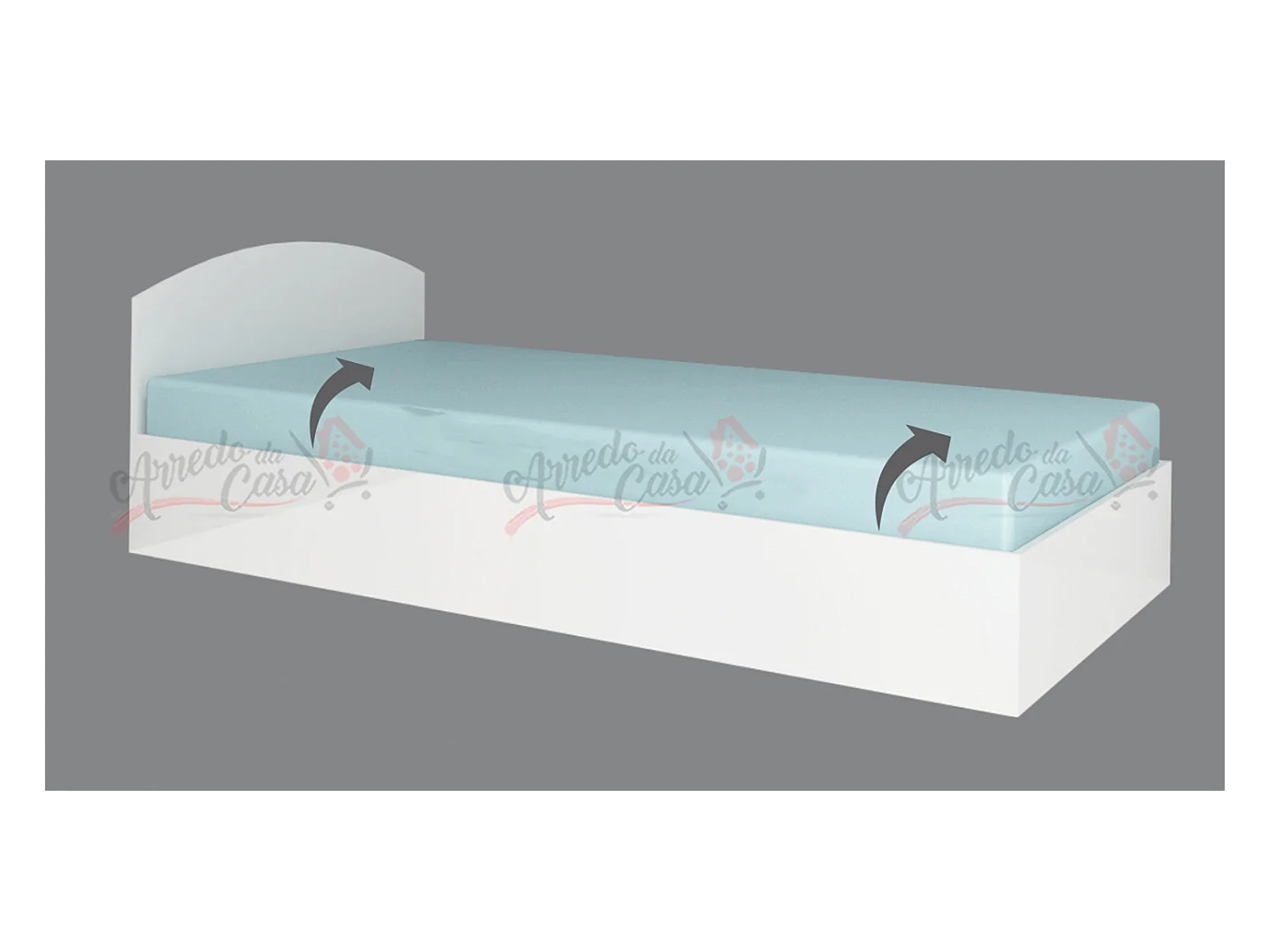 Letto singolo contenitore per cameretta design moderno 200x90 bianco lucido LG10