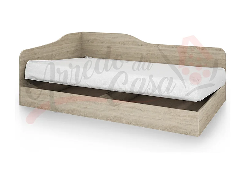 Letto singolo con contenitore ad angolo effetto legno 190x71 rovere chiaro LI2004