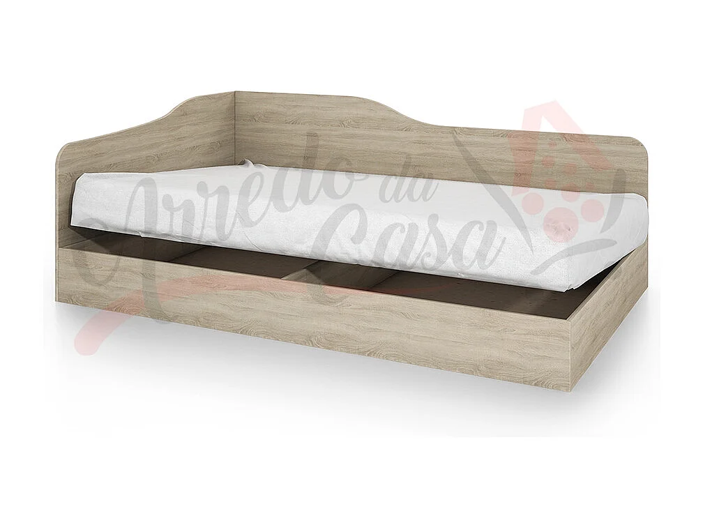 Letto singolo con contenitore ad angolo effetto legno 190x71 rovere chiaro LI2004