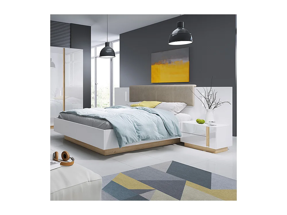 Letto matrimoniale contenitore 160X200cm bianco lucido LLK1