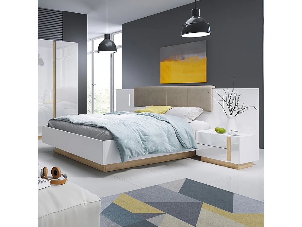 Letto matrimoniale contenitore 160X200cm bianco lucido LLK1