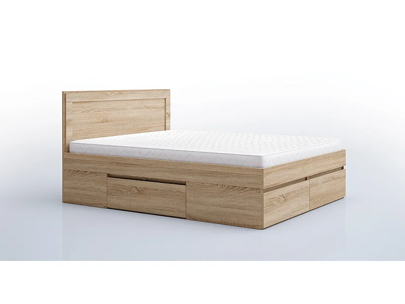 Letto matrimoniale moderno con cassetti rovere sonoma LG60