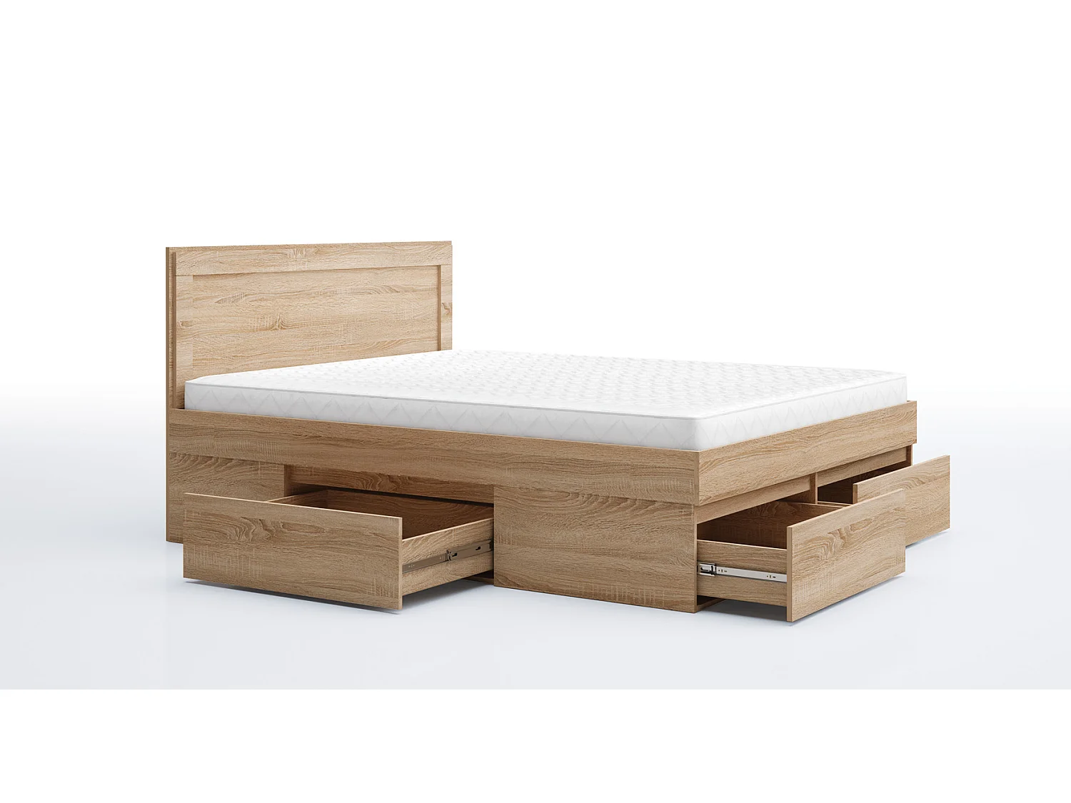 Letto matrimoniale moderno con cassetti rovere sonoma LG60