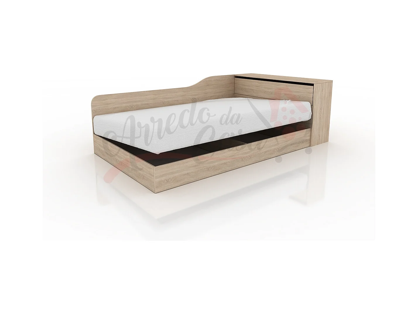Letto contenitore ad angolo effetto legno 223,5x71 rovere chiaro LI2002