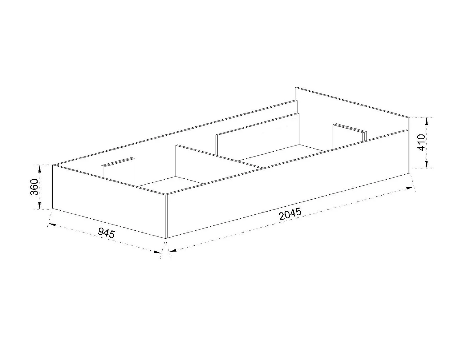 Letto singolo contenitore moderno design effetto legno 90x200 legno bianco LI27