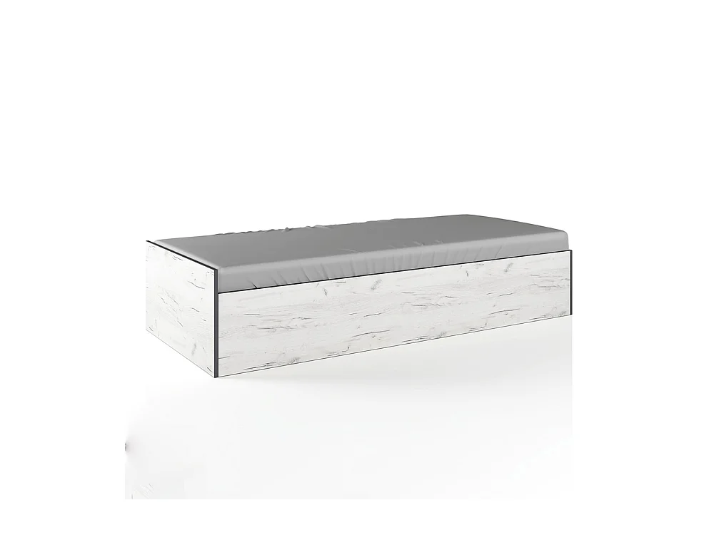 Letto singolo contenitore moderno design effetto legno 90x200 legno bianco LI27