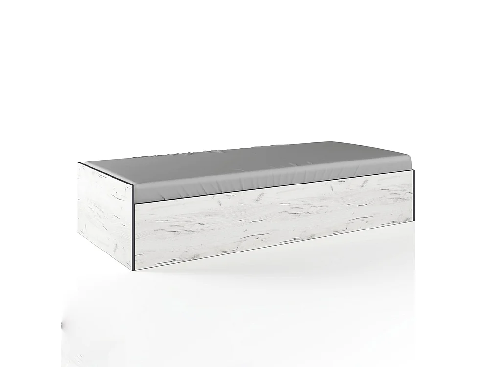 Letto singolo contenitore moderno design effetto legno 90x200 legno bianco LI27