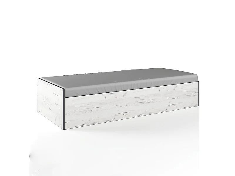 Letto singolo contenitore moderno design effetto legno 90x200 legno bianco LI27