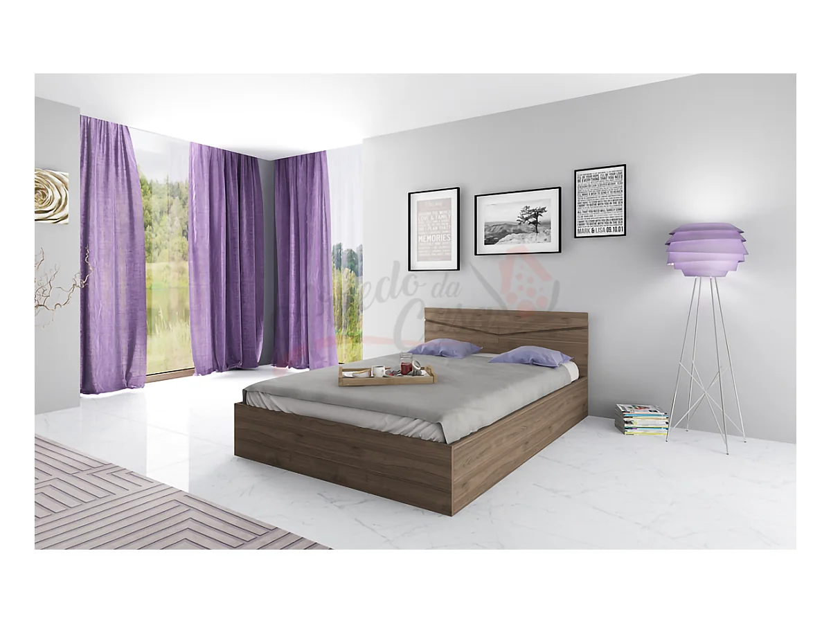 Letto contenitore una piazza e mezza effetto legno 190x71 noce chiaro LI2010