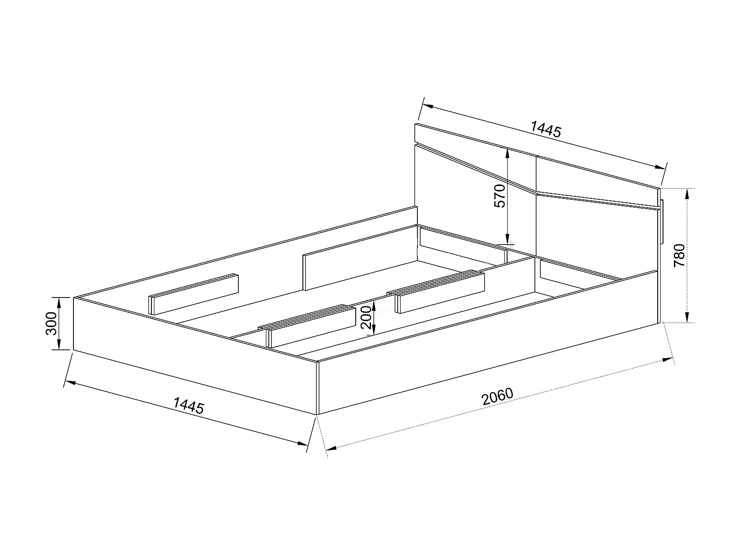 Letto contenitore una piazza e mezza effetto legno 190x71 noce chiaro LI2010