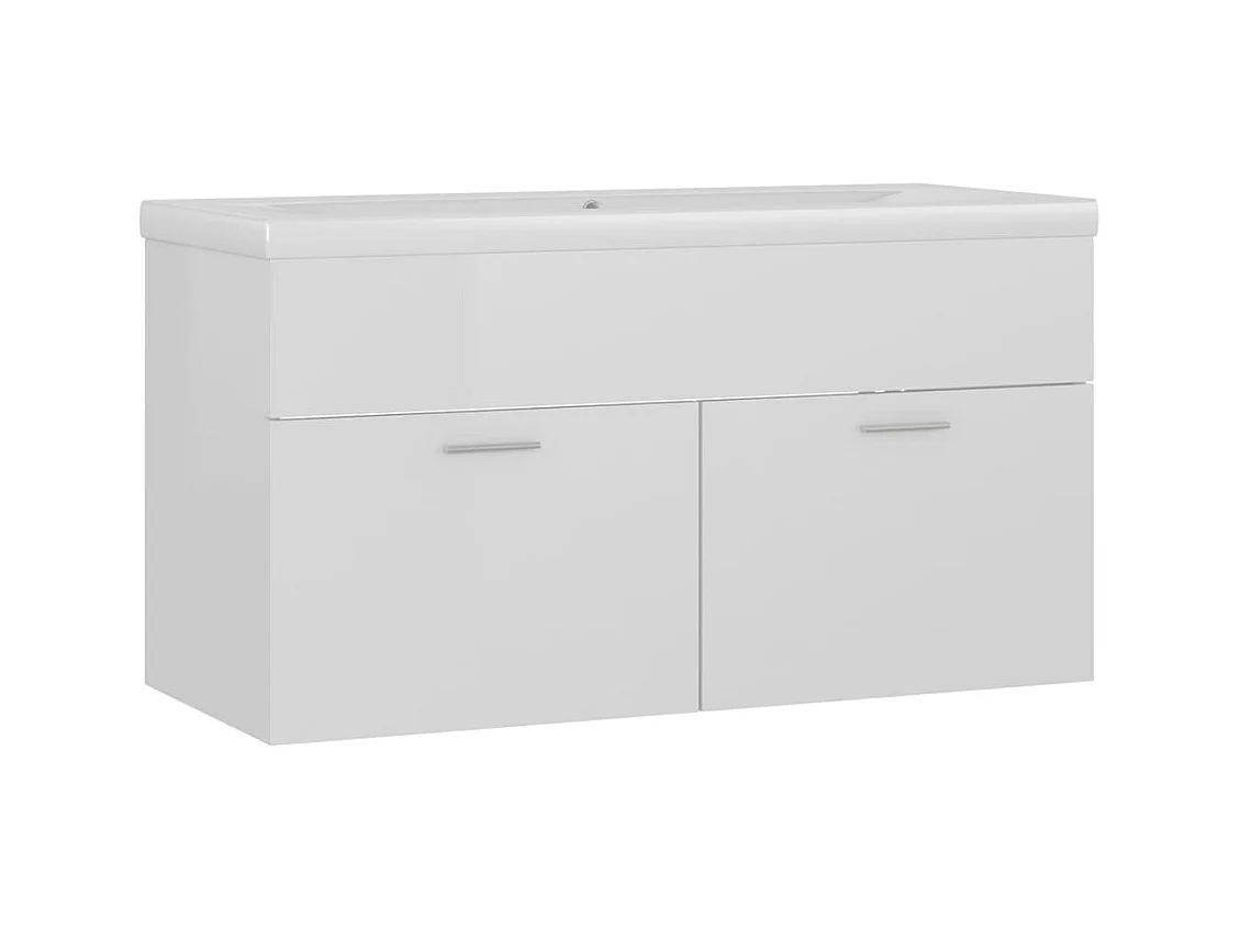 Prolenta Premium -  Armoire d'évier avec lavabo intégré Blanc brillant