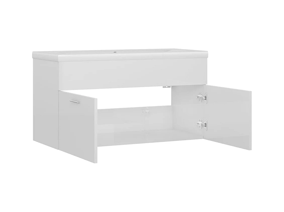 Prolenta Premium -  Wastafelkast met ingebouwde wastafel bewerkt hout hoogglans wit