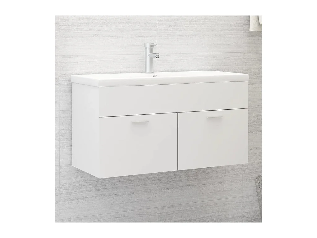 Prolenta Premium -  Armoire d'évier avec lavabo intégré Blanc Bois d'ingénierie
