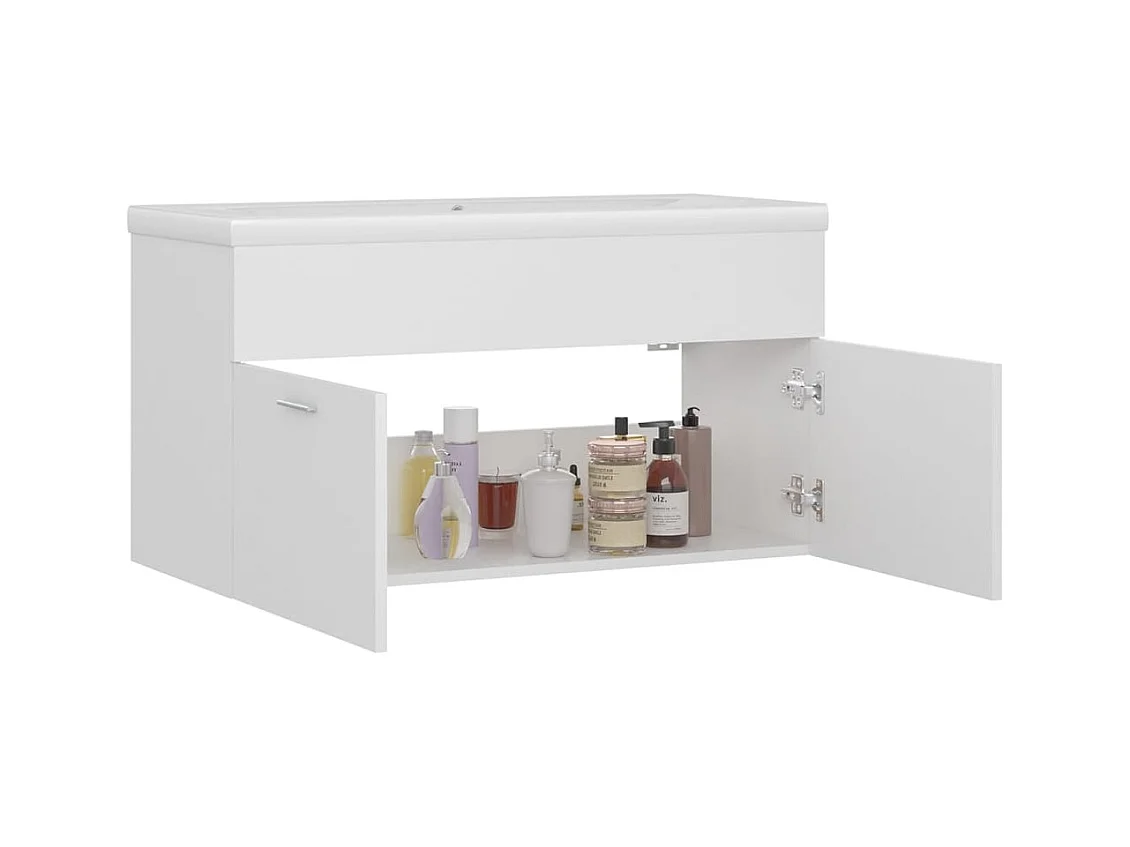 Prolenta Premium -  Armoire d'évier avec lavabo intégré Blanc Bois d'ingénierie