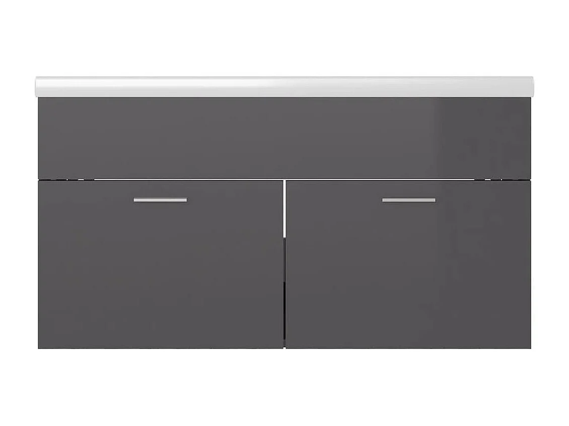 Prolenta Premium -  Armoire d'évier et lavabo intégré Gris brillant Bois ingénierie
