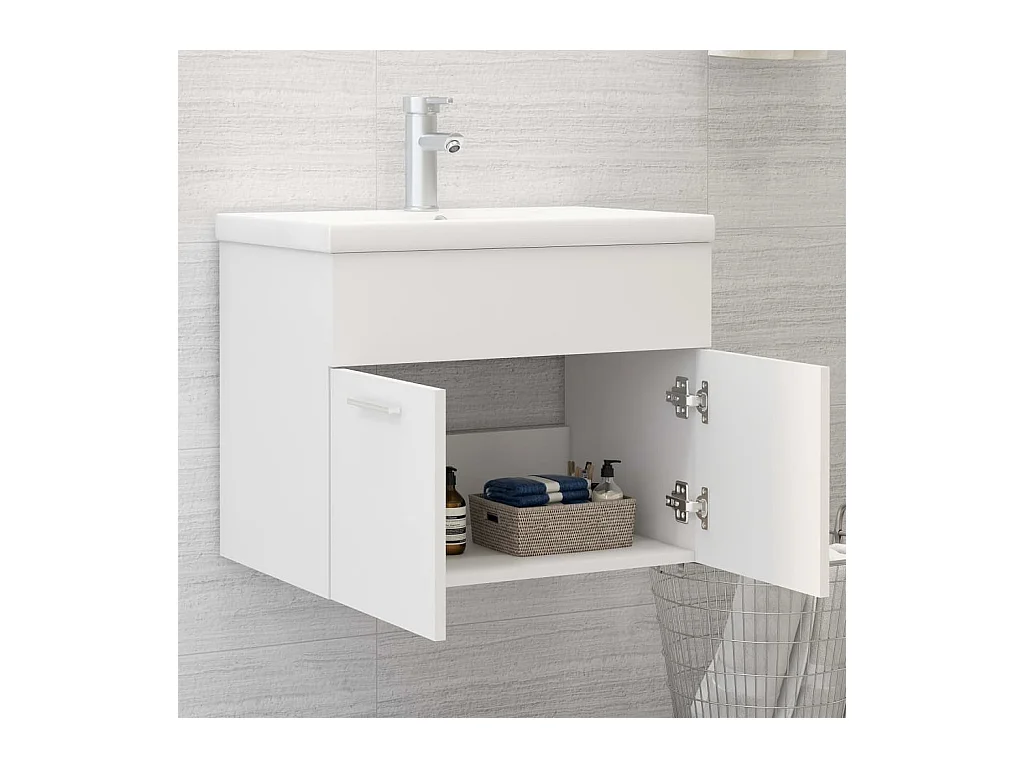 Prolenta Premium -  Armoire d'évier avec lavabo intégré Blanc Aggloméré
