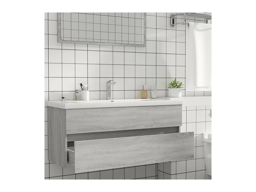 Prolenta Premium -  Armoire d'évier Sonoma gris 100x38,5x45 cm Bois d'ingénierie