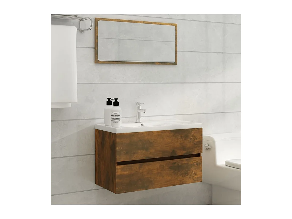 Prolenta Premium -  Armoire de lavabo Chêne fumé 80x38,5x45 cm Bois d'ingénierie