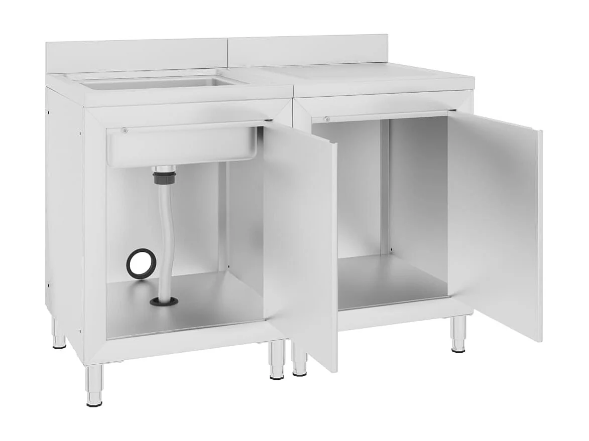 Prolenta Premium -  Mobiletto da Cucina con Lavandino in Acciaio Inox 120x60x96 cm