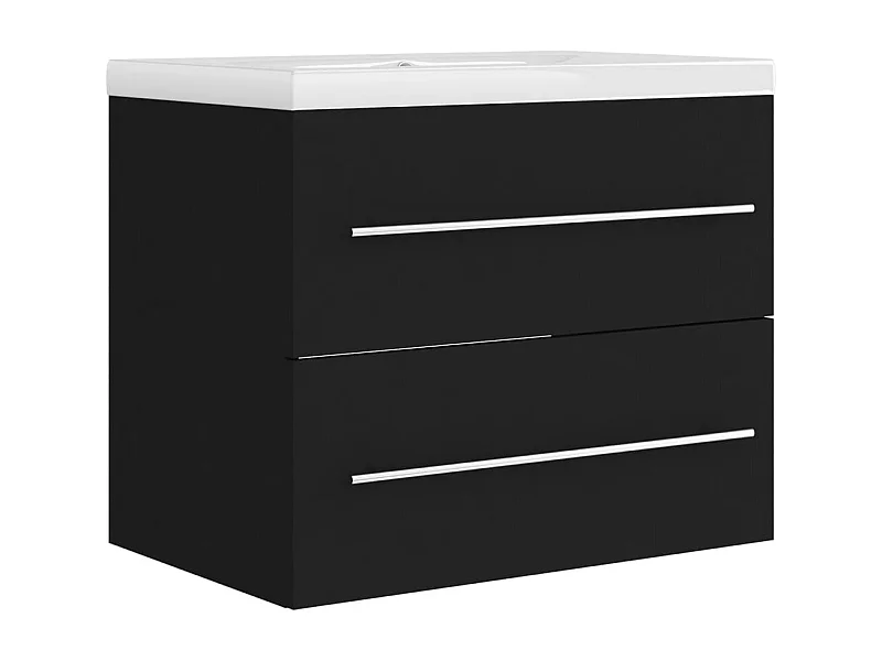 Prolenta Premium -  Waschbeckenunterschrank mit Einbaubecken Schwarz Holzwerkstoff