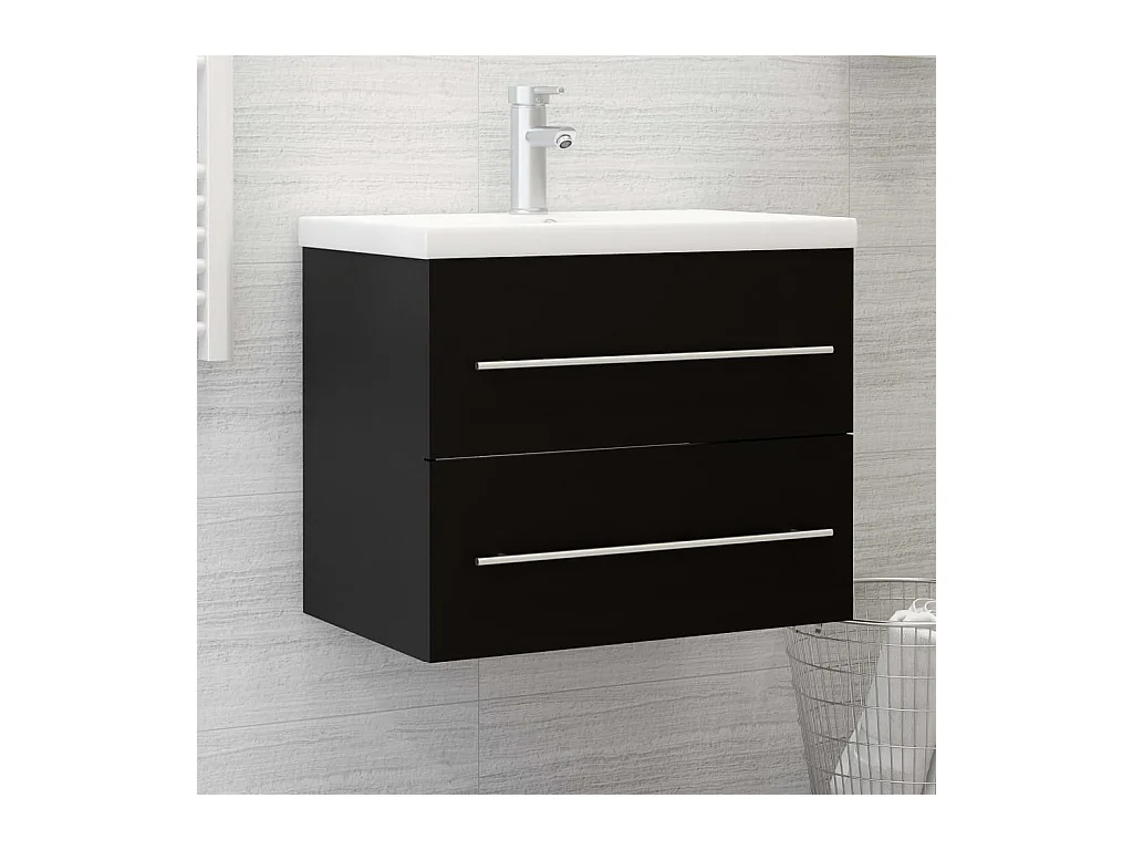 Prolenta Premium -  Armoire d'évier avec lavabo intégré Noir Aggloméré