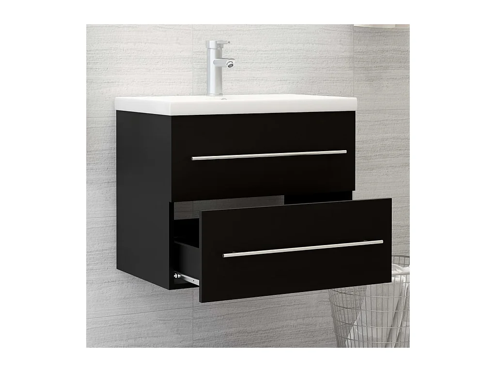 Prolenta Premium -  Armoire d'évier avec lavabo intégré Noir Aggloméré