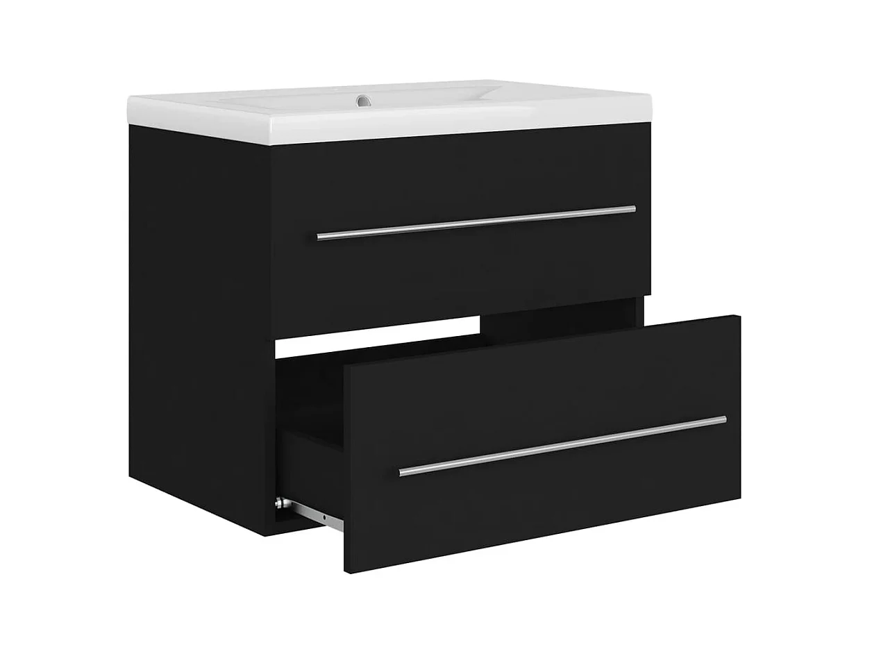 Prolenta Premium -  Armoire d'évier avec lavabo intégré Noir Aggloméré