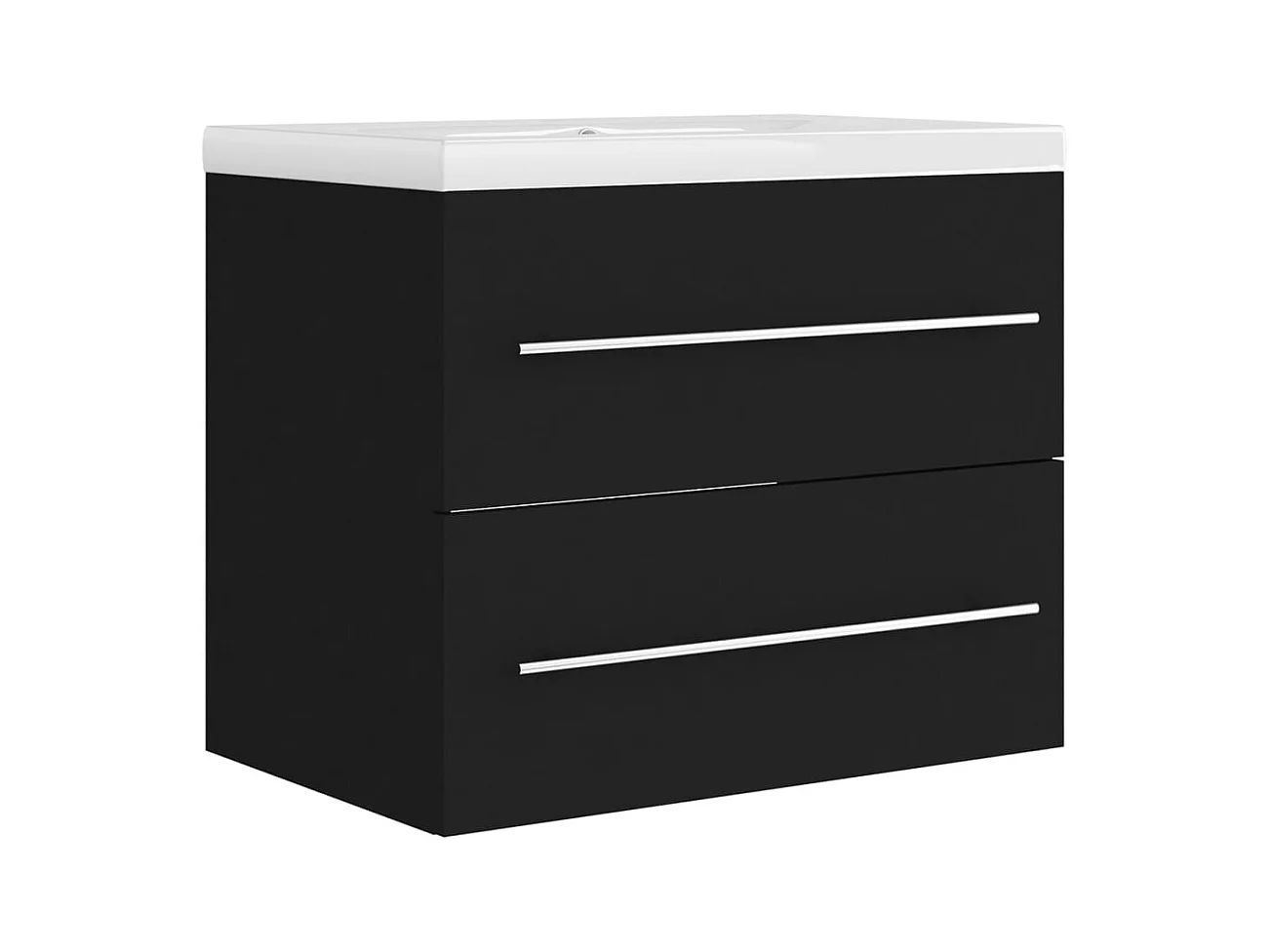 Prolenta Premium -  Armoire d'évier avec lavabo intégré Noir Aggloméré