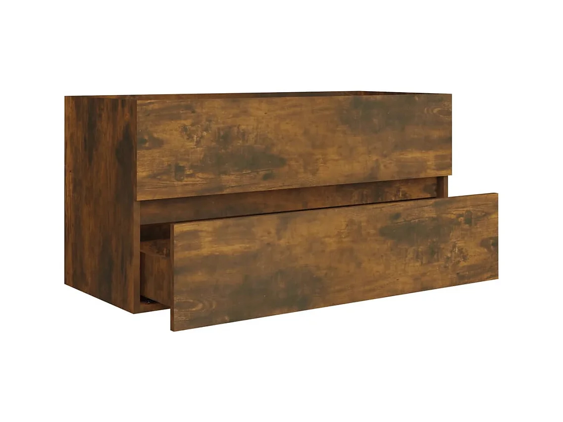 Prolenta Premium -  Armoire de lavabo Chêne fumé 90x38,5x45 cm Bois d'ingénierie