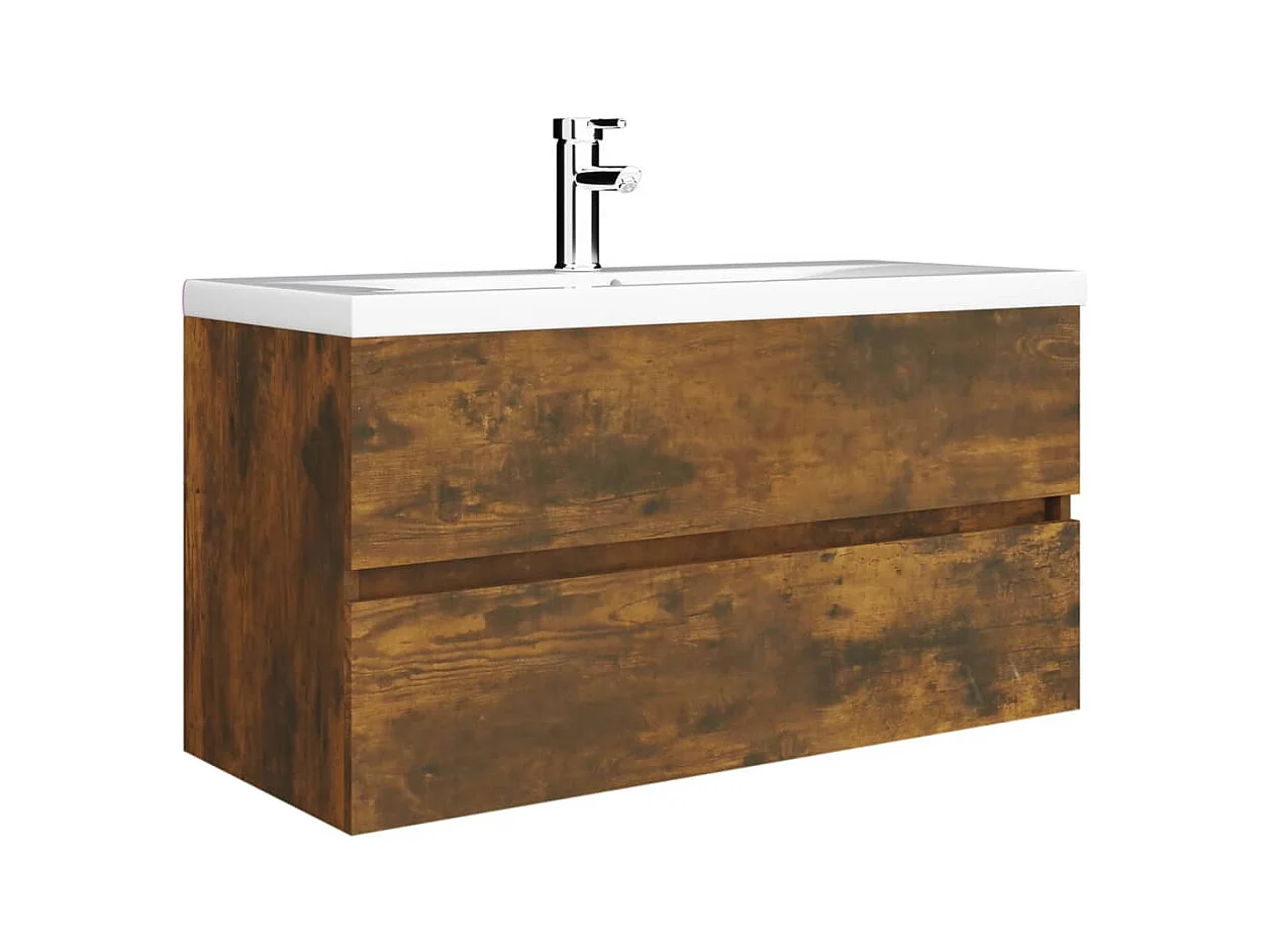 Prolenta Premium -  Armoire de lavabo Chêne fumé 90x38,5x45 cm Bois d'ingénierie