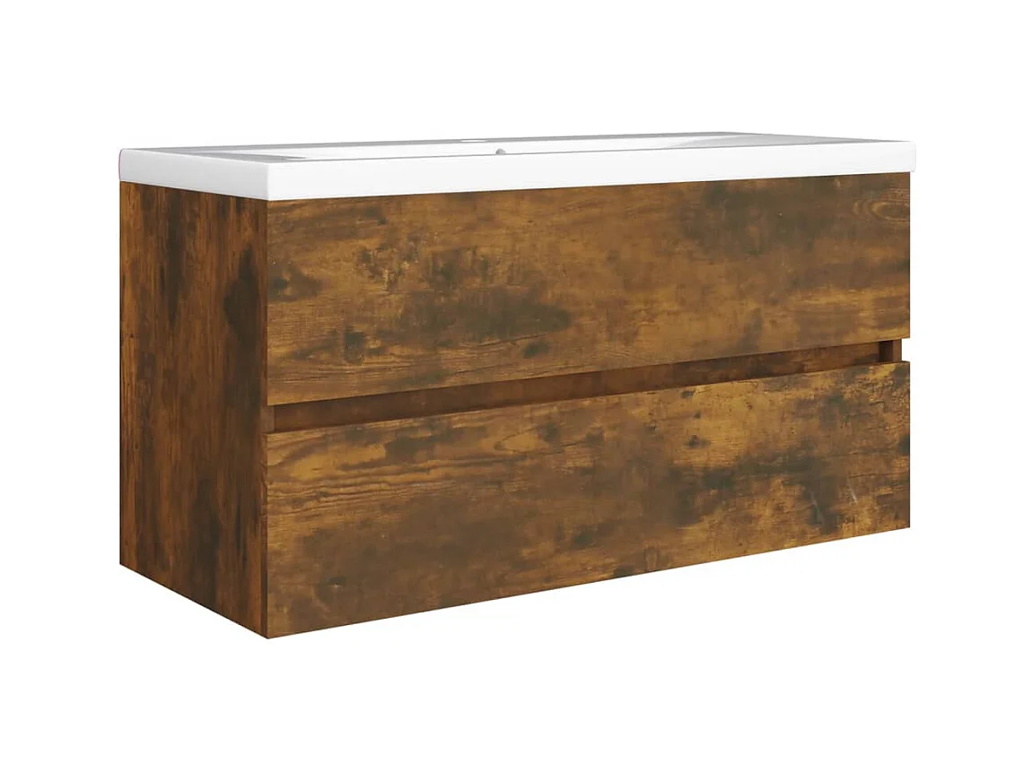 Prolenta Premium -  Armoire de lavabo Chêne fumé 90x38,5x45 cm Bois d'ingénierie