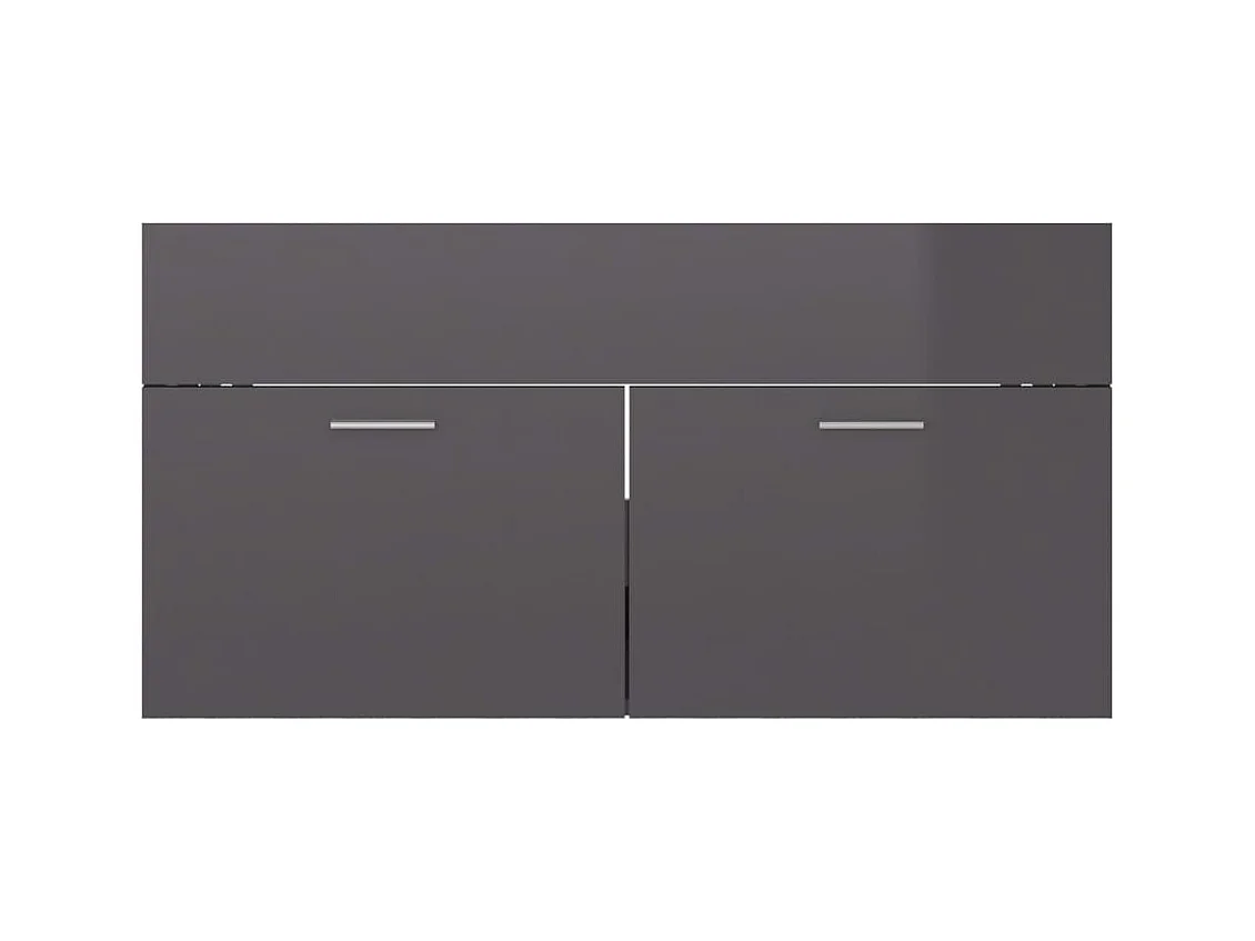 Prolenta Premium -  Armoire d'évier Gris brillant 90x38,5x46 cm Bois d’ingénierie