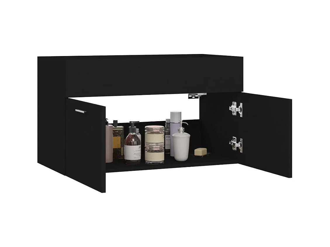 Prolenta Premium -  Mobile Sottolavabo Nero 80x38,5x46 cm in Legno Multistrato
