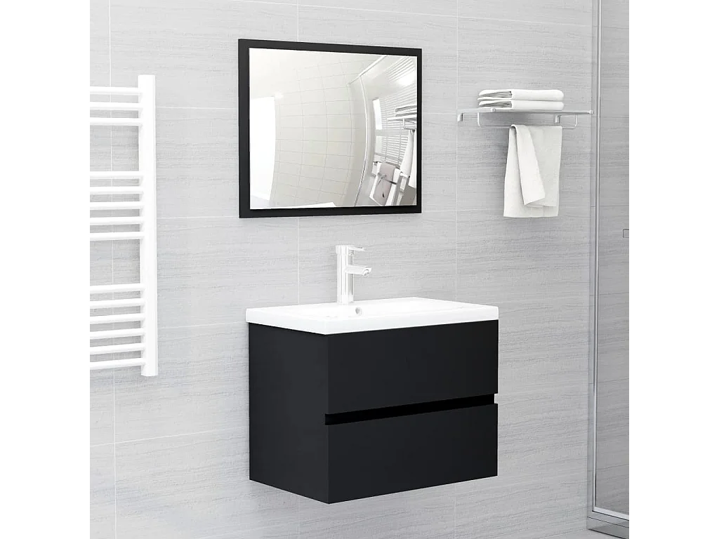 Prolenta Premium -  Mobile Lavabo Nero 60x38,5x45 cm in Legno Multistrato
