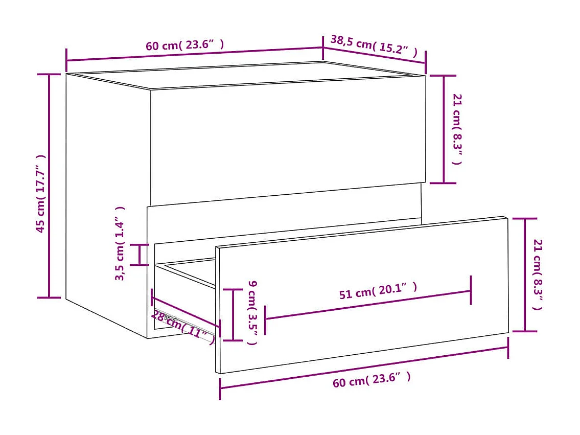 Prolenta Premium -  Mobile Lavabo Nero 60x38,5x45 cm in Legno Multistrato