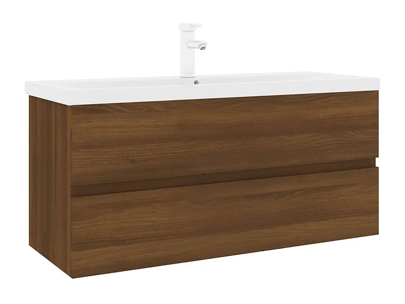 Prolenta Premium -  Waschbeckenschrank mit Einbaubecken Braun Eiche Holzwerkstoff