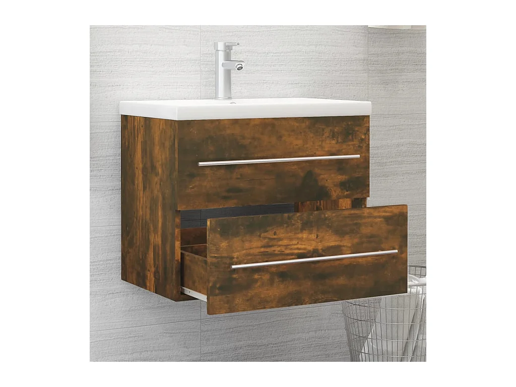 Prolenta Premium -  Waschbeckenschrank Räuchereiche 60x38,5x48 cm Holzwerkstoff