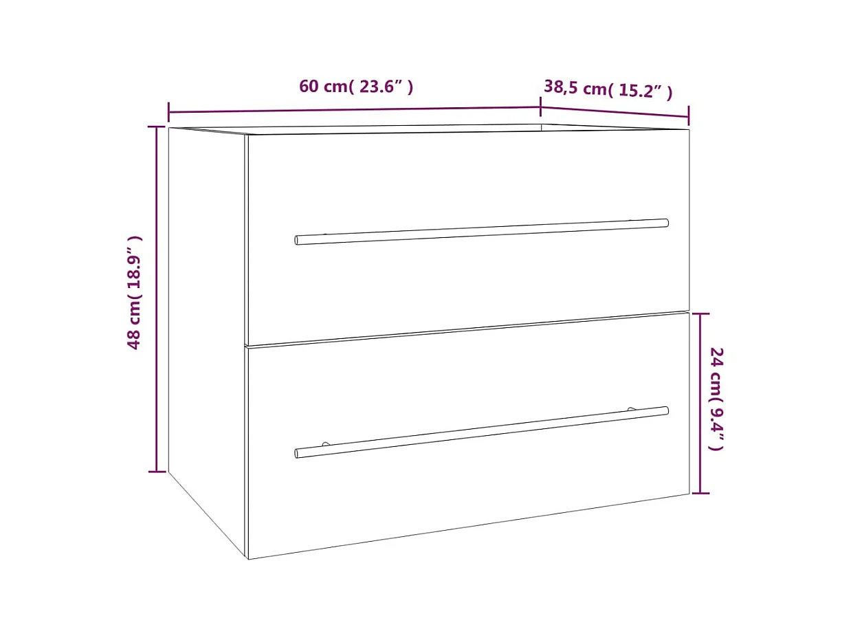 Prolenta Premium -  Waschbeckenschrank Räuchereiche 60x38,5x48 cm Holzwerkstoff