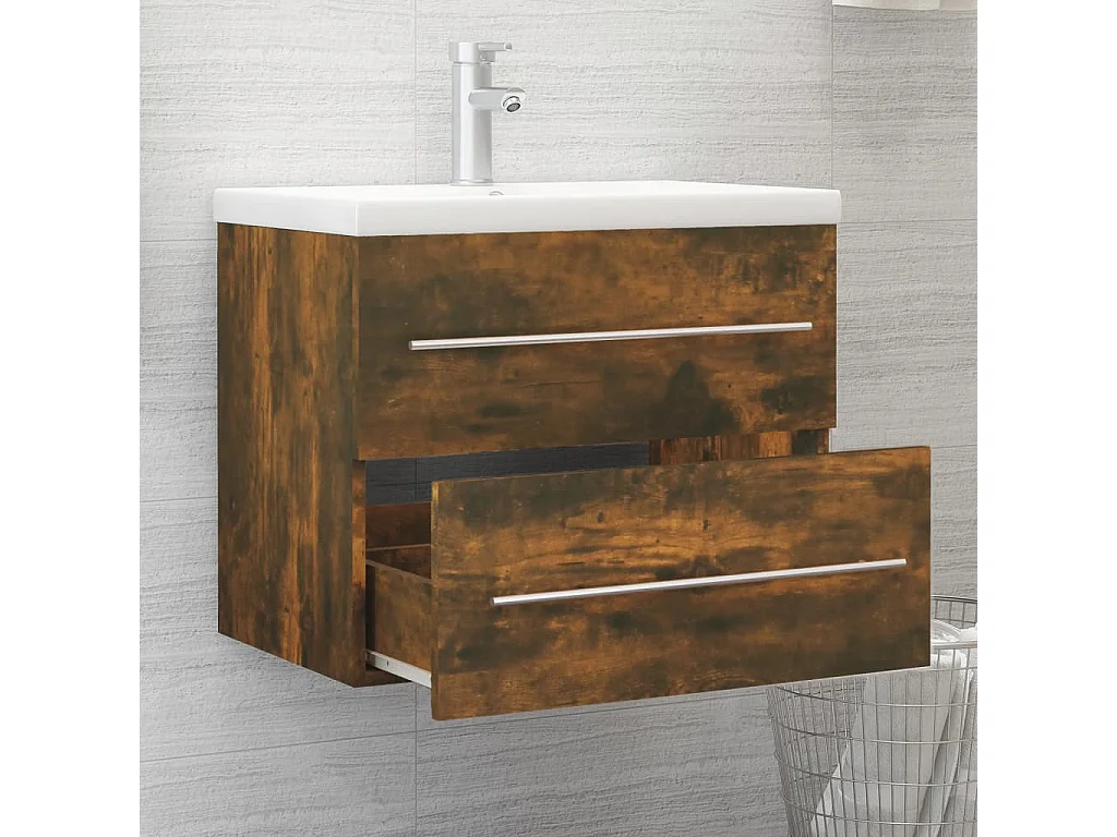 Prolenta Premium -  Armoire de lavabo Chêne fumé 60x38,5x48 cm Bois d'ingénierie